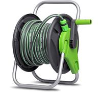 CWZZWS Portable Hose Pipe Reel，Manual Garden Hose Reel Cart with Hose， Heavy Duty Hose Holder for Yard Water Planting Gardens, Lawns, Sidewalks Watering Equipment(with 20m Hose)