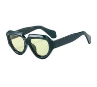 CWZZWS Retro Cut Edge Oval Wide Mirror Leg Sun Glasses Polygonal Large Frame Sunglasses