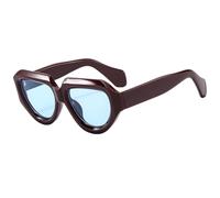 CWZZWS Retro Cut Edge Oval Wide Mirror Leg Sun Glasses Polygonal Large Frame Sunglasses