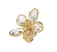 CWZZWS Shiny Crystal Flower Statement Ring for Women Girls Gold Plated Bling Delicate Lightweight Adjustable Expandable Open Wrap Finger Rings Comfort Fit Boho Y2K Jewelry Wedding Birthday Christmas