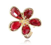 CWZZWS Shiny Crystal Flower Statement Ring for Women Girls Gold Plated Bling Delicate Lightweight Adjustable Expandable Open Wrap Finger Rings Comfort Fit Boho Y2K Jewelry Wedding Birthday Christmas