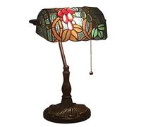 CWZZWS Table Lamp Retro Nostalgia Banker Desk Ligth Stained Glass Lampshade Bedside Light For Warm And Cozy Bedroom Lounge Living Room Needed