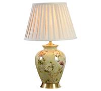 CWZZWS Vintage Ceramic Table Lamp Chinese Classical Decorative End Table Lamps Hand-Painted Flower and Bird Desk Lamp with Fabric Shade for Living Room,Bedroom, Study Room