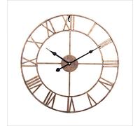 CWZZWS Wall Clock Large Outdoor Garden Wall Clock New Big Roman Numerals Giant Open Face Metal copper-20 inch/50cm, Copper