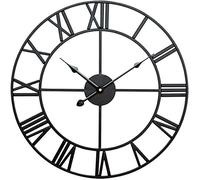 CWZZWS Wall Clock Silent Non Ticking for Living Room Decorative - Metal Wrought Iron Roman Retro Wall Clock Simple Clock Living Room Decoration