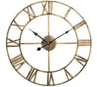 CWZZWS Wall Clock Silent Non Ticking for Living Room Decorative - Metal Wrought Iron Roman Retro Wall Clock Simple Clock Living Room Decoration