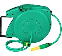 CWZZWS Wall Mounted Automatic Garden Hose Holder， 10/20m Green Shock Resistant Housing ，Outside Water Pipe Rack Winding Tool for Garden, Lawn, Farm(10m)