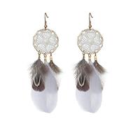 CWZZWS Women Bohemian Feather Earring-Retro Irregular Geometric Round Feather Long Feather Earrings,Feather Tassel Ethnic Retro Dangle Curved Needle Earring Women Teen Girls Jewelry ui
