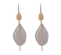 CWZZWS Women Bohemian Feather Earrings - Retro Chain Irregular Geometric Teardrop Feather Earrings,Feather Tassel Ethnic Retro Dangle Curved Needle Earring Women Teen Girls Jewelry ui