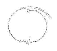 CWZZWS Women's 925 Bracelet,ECG Bracelet Heartbeat Cardiogram Sweet and Versatile Love Wave ECG Art,Ladies Fashion Wrist Wear European and American Style Bracelet Jewelry