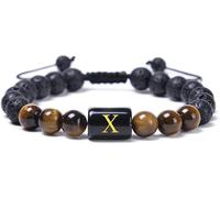 CWZZWS women's jewelry Essential Oil Diffuser Bracelet Lava Rock, Lava Stone Tiger Eye Stone Bracelet with Letter A-Z Adjustable Bracelets for Women 29.2CM jewlery