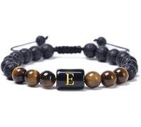 CWZZWS women's jewelry Essential Oil Diffuser Bracelet Lava Rock, Lava Stone Tiger Eye Stone Bracelet with Letter A-Z Adjustable Bracelets for Women 29.2CM jewlery