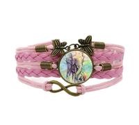 CWZZWS Woven Bracelet Men,Pink Rope, African Elephant, Mother Animal,Time Gemstone Bracelet Multi-Layer Hand-Woven Glass Combination Jewelry Ladies Fashion European and American Style Jewelry