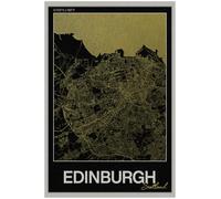 CX-Icons Edinburgh Street Map Poster Print | Scotland | Gold | A4