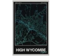 CX-Icons High Wycombe Street Map Poster Print | England | Gradient | A4