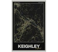 CX-Icons Keighley Street Map Poster Print | England | Gold | A2