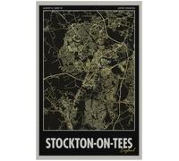 CX-Icons Stockton-on-Tees Street Map Poster Print | England | Gold | A2