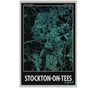 CX-Icons Stockton-on-Tees Street Map Poster Print | England | Gradient | A4