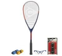 CX Pro Sport Tristorm Pro Squash Set - Includes 1 Dunlop Tristorm Pro Racket, 3 Progress Balls, 1 Dunlop Protective Eyewear Competition blue & 2 CX Pro Sport Grips - Exclusive Bundle
