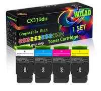 CX310dn Compatible for Lexmark Toner Cartridge with Chip CX310dn CX410de CX410dte CX410e CX510de CX510dhe Printers (4-Pack BK/C/M/Y)