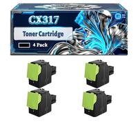 CX317 Toner Cartridge Compatible for Lexmark CX317 CS317 CS417 CS317dn CS417dn CX417 CX417 CX317dn CX417de CS517 CS517de CX517 CX517de Printers, With Chip Large Capacity 3000 Pages (4 Pack Black)