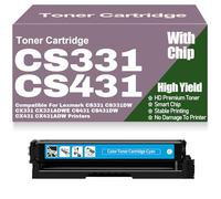 CX331 CX431 CS331 CS431 Toner Cartridges with Chip 20N20C0 20N20K0 20N20M0 20N20Y0 Compatible for Lexmark CS331 CS331DW CX331 CX331ADWE CS431 CS431DW CX431 CX431ADW,Cyan-CS331