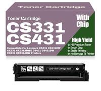 CX331 CX431 CS331 CS431 Toner Cartridges with Chip 20N20C0 20N20K0 20N20M0 20N20Y0 Compatible for Lexmark CS331 CS331DW CX331 CX331ADWE CS431 CS431DW CX431 CX431ADW,Black-CS331