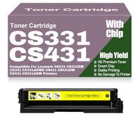 CX331 CX431 CS331 CS431 Toner Cartridges with Chip 20N20C0 20N20K0 20N20M0 20N20Y0 Compatible for Lexmark CS331 CS331DW CX331 CX331ADWE CS431 CS431DW CX431 CX431ADW,Yellow-CS331