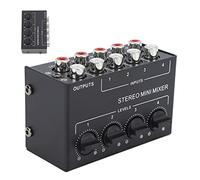 CX400 Mini Passive Stereo Mixer Mini Portable Stereo 4 Channel Mixer for CD Player Tape Drive Computer Mobile Phone Tablet Computer Black