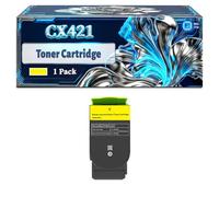 CX421 Toner Cartridge Compatible for Lexmark CS421dn CS521dn CX622ade CX421adn CX522ade CX625ade CX625adhe CS622de Printers, With Chip Large Capacity 2000 Pages (1 Pack Yellow)