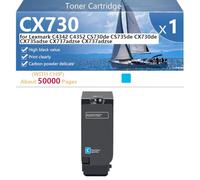CX730 Toner Cartridge Compatible for Lexmark C4342 C4352 CS730de CS735de CX730de CX735adse CX737adzse CX737adzse Printers, High Yield 5000 Pages, Clear Printing,Cyan-1 pack