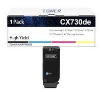 CX730de 71C2HK0 71C2HC0 71C2HM0 71C2HY0 Toner Cartridge Compatible For Lexmark CS730de CS735de CX730de CX735adse CX737adzse Printers, 10500-22000 Pages,Cyan-1 Set