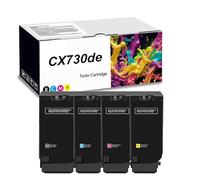 CX730de Toner Cartridges For Lexmark 71C2HK0 71C2HC0 71C2HM0 71C2HY0 For Lexmark CS730de CS735de CX730de CX735adse CX737adzse Printers(10500-22000 Pages, With Chip),4 Colors-1 Set