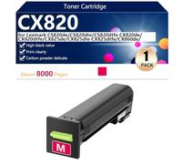 CX820 Compatible Replacement Toner Cartridge for Lexmark CS820de CS820dte CS820dtfe CX820de CX820dtfe CX825de CX825dte CX825dtfe CX860de Printer, High Yield 8000 Pages, Easy to Install,Magenta-1 pack