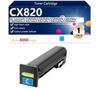 CX820 Compatible Toner Cartridge for Lexmark CS820de CS820dte CS820dtfe CX820de CX820dtfe CX825de Printers,High Yield 8000 Pages, High Definition Printing,Cyan-1 pack