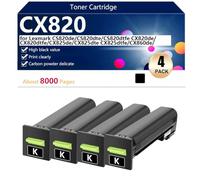CX820 Compatible Toner Cartridge for Lexmark CS820de CS820dte CS820dtfe CX820de CX820dtfe CX825de Printers,High Yield 8000 Pages, High Definition Printing,Black-4 pack