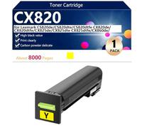 CX820 Toner Cartridge for Lexmark CS820de CS820dte CS820dtfe CX820de CX820dtfe CX825de Printers, for School Hospital and Bank, 8000 Pages,Yellow-1 pack