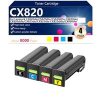 CX820 Toner Cartridge for Lexmark CS820de CS820dte CS820dtfe CX820de CX820dtfe CX825de Printers, for School Hospital and Bank, 8000 Pages,BCMY-1 pack