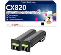 CX820 Toner Cartridge for Lexmark CS820de CS820dte CS820dtfe CX820de CX820dtfe CX825de Printers, for School Hospital and Bank, 8000 Pages,Black-2 pack