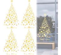 CXAFQ 4Pcs Christmas Window Stickers, Christmas Decals, Single Sticker Height 78cm * Width 55cm, Golden Phantom Tree, Static Adhesive Free Design, Easy To Paste, Suitable For Glass Doors Windows