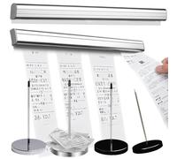 CXAFQ 6 Pcs Ticket Holder for Restaurant Set Including, 4 Chrome Plated Alloy Holder Spike Ticket Spike and 2 Aluminium Alloy Single Clamp, Suitable for Kitchen Takeaway Restaurant Back of House