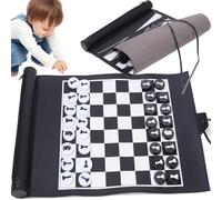 CXAFQ Black Chess Sets, Low Weight And Easy To Carry, Backgammon Mini Game Set, Black And White Pieces, Garden Games, Travel Backgammon Set For Adults And Kids, 35.5 * 24.5cm