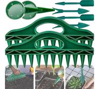 CXAFQ Seed Drilling Machine, Including 2 Soil Loosening Punching Rakes, 2 Seeders, And 2 Seedling Removers Each, Dibber For Planting, Gardening Equipment Allotment Suitable For Horticultural Sowing