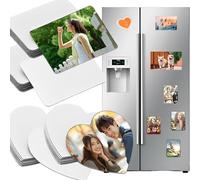 CXAFQ Sublimation Refrigerator Stickers, 20 Pieces 8g Heart-Shaped 65mm, 20 Pieces 9g Rectangular 65x65mm, Sublimation Blanks, Soft Magnets, Suitable For Home Decoration, Office Supplies, Gifts