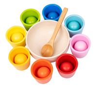 CXAFQ Teaching Aids, Colour Sorting Balls And Cups, Children's Early Education Educational, Hand-Eye Coordination Matching Baby Thinking Toys, Balls In Cups Wooden Toy, 8 Colors