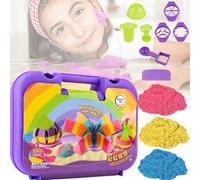 CXAFQ Toddler Sensory Sandbox Toys, Rainbow Bloom Set, Pink, Yellow and Blue Colours 600g Magic Sand, 8 Accessory Tools, Perfect Sand Toys for Kids, Great for Gift Giving