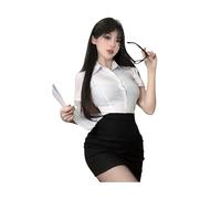 cxbyjyg Sexy Costumes Women Secretary Porn Outfit Role Teacher School Girl Uniform Office Lady Cosplay Sex Costumes Crotchless Pantyhose (black)