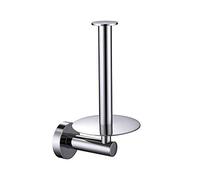 CXD Toilet Paper Holder Vertical,304 Stainless Steel Upright Toilet Paper Holder, TP Roll Hanger with Round Plate, Wall Mounted Bathroom Tissue Roll Organizer- Chrome (Style : Brushed nickel)