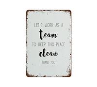 Cxdffgty Wall Art Metal Wall Art Plaques Funny Vintage Wall Decor Lets Work As A Team To Keep This Place Clean Workplace Art Break Room For Home Kitchen Bar Coffee Shop Decoration 5.5x8 inch