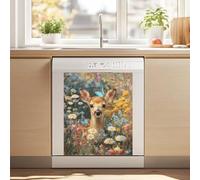 Cxdvotvy Deer Daisy Butterfly Print Dishwasher Magnet Cover Front Door Refrigerator Magnetic Decor Sticker Clean Dirty Magnet for Dishwasher Washers Fridge Panel Decal Cover